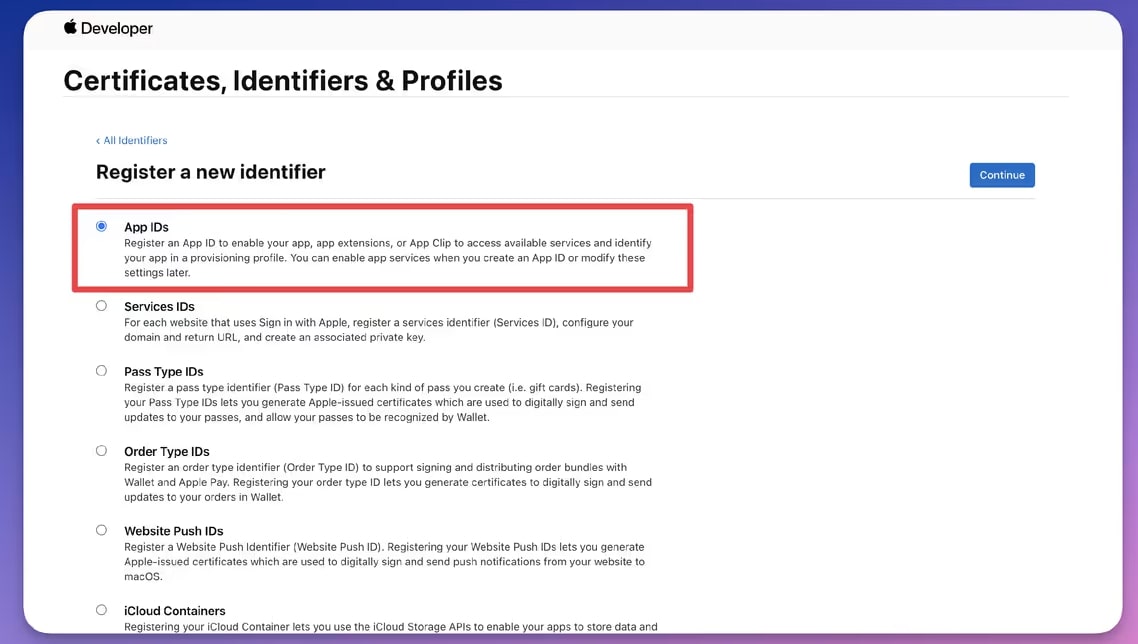 Identifiers Section